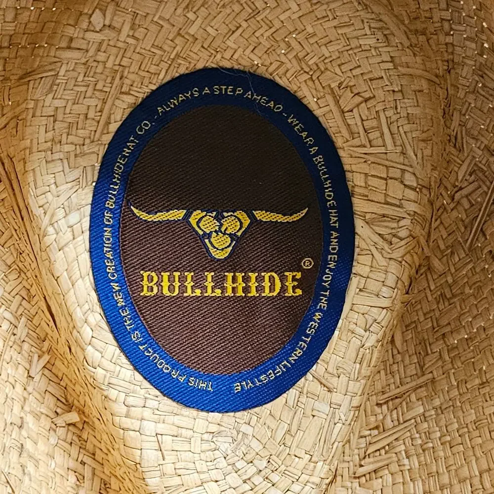 Bullhide Dundee Shapeable Straw Cowboy Hat Sz L Leather Band Barrel Bead Western